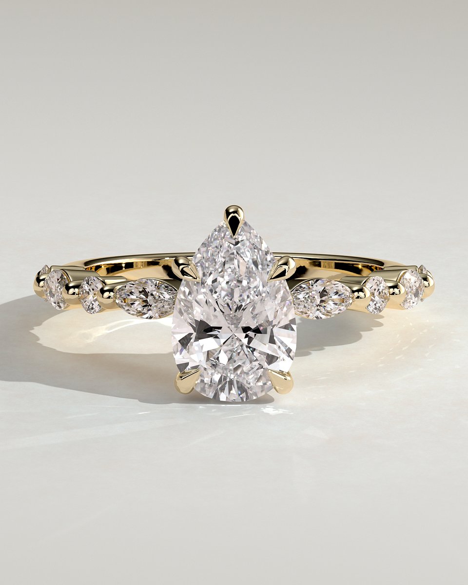 MET 0042 Pear Solitaire Engagement Ring