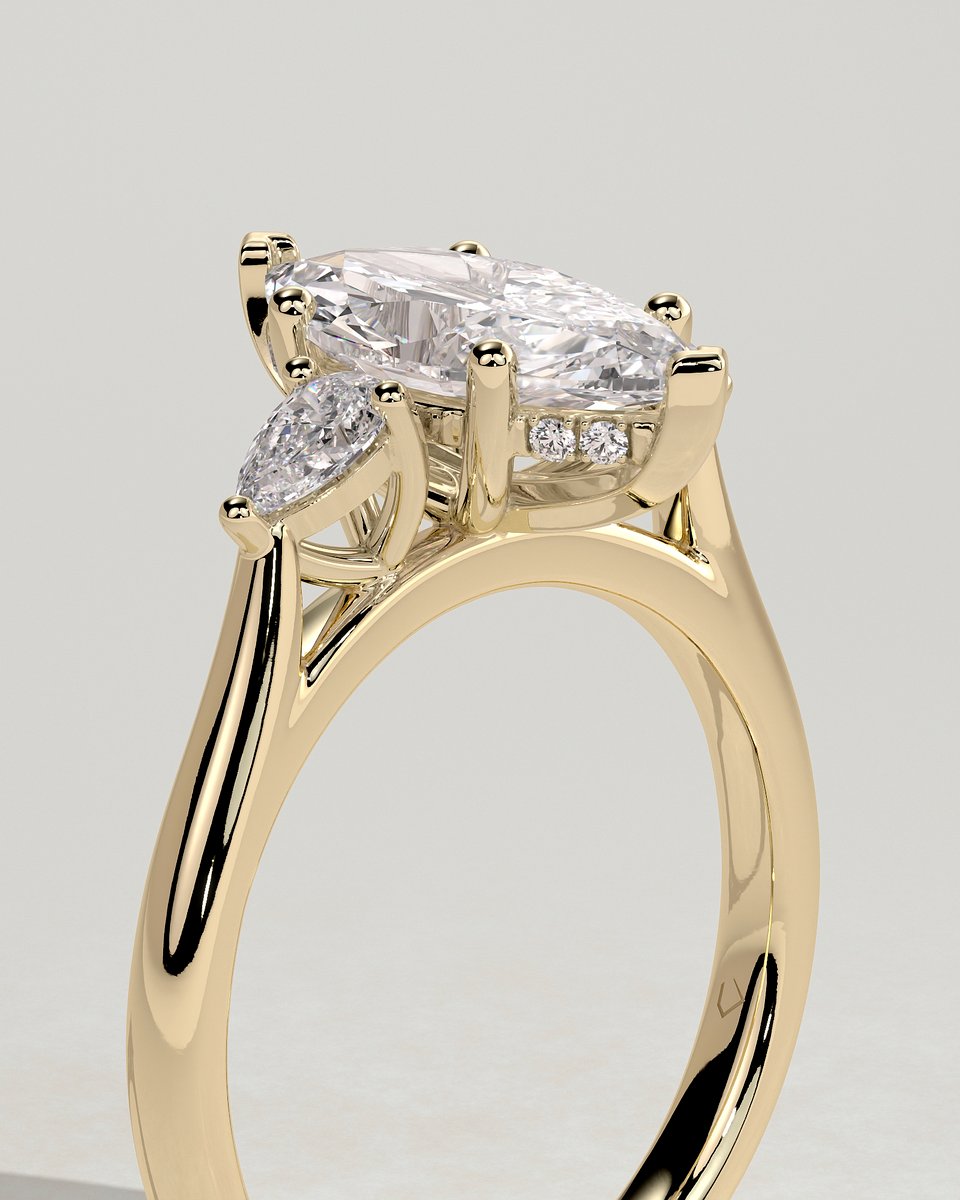MET 0013 Marquise Three Stone Engagement Ring