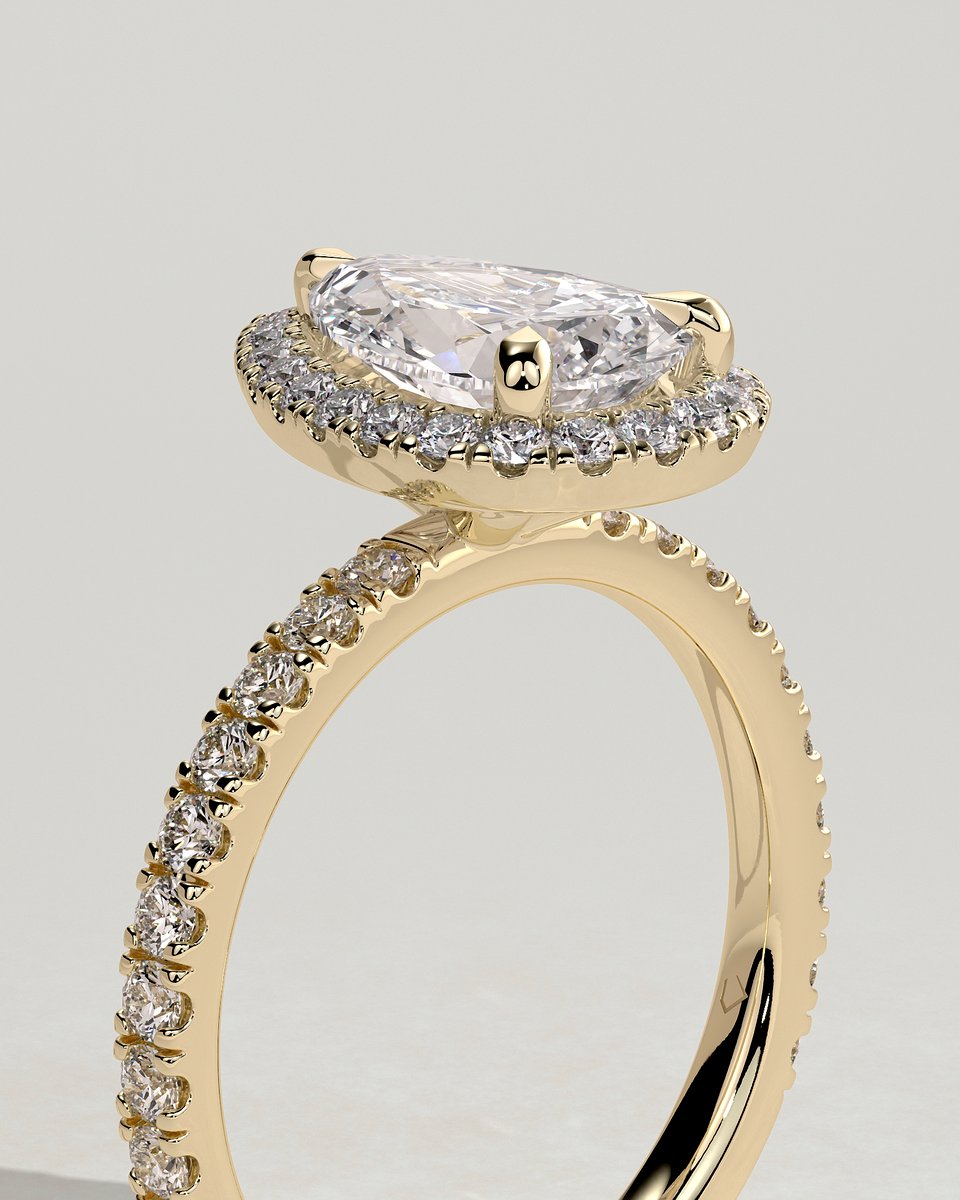 MET 0235 Pear Halo Engagement Ring