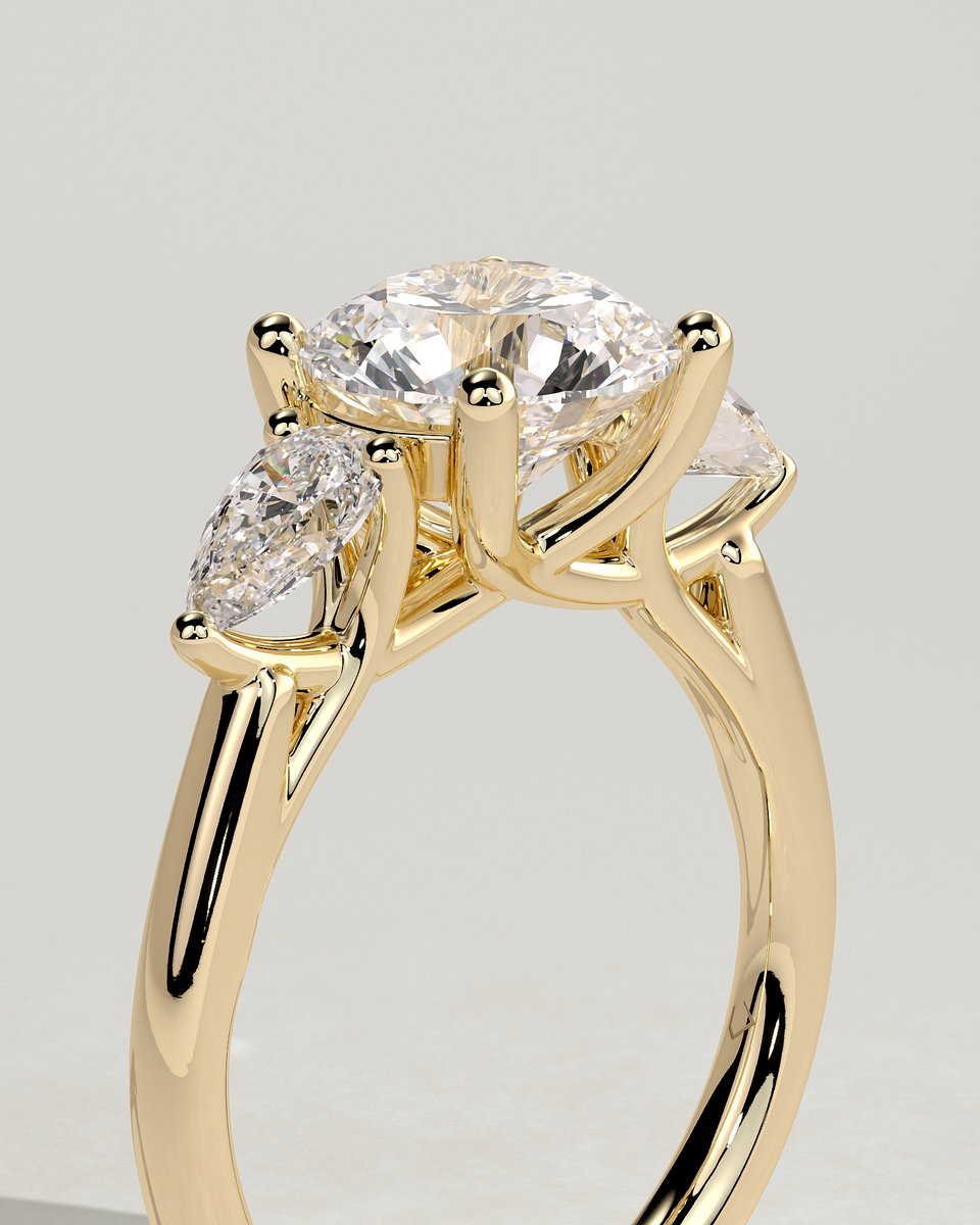 MET 0205 Round Three Stone Engagement Ring
