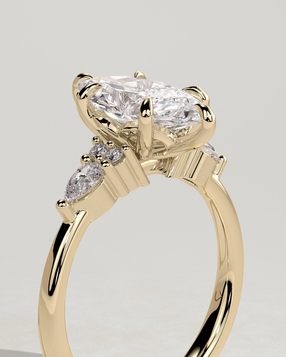 MET 0100 Marquise Three Stone Engagement Ring