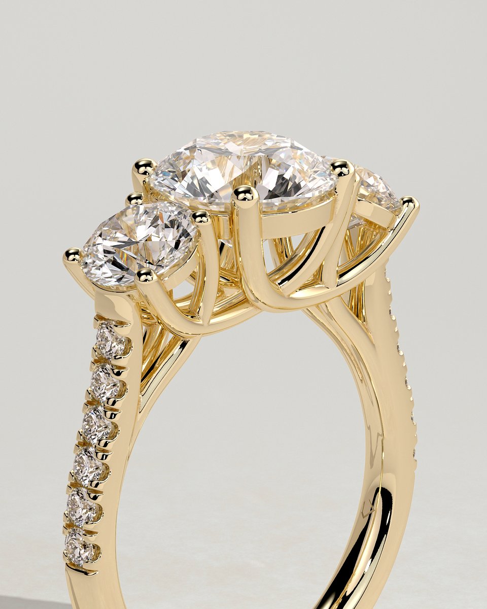 MET 0220 Round Three Stone Engagement Ring