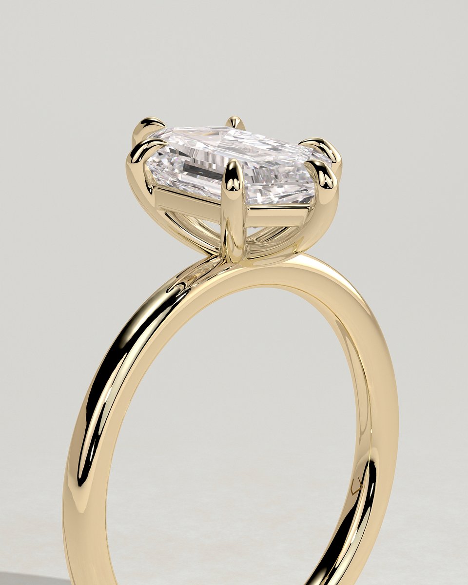 MET 0294 Elongated Hexagon Solitaire Engagement Ring
