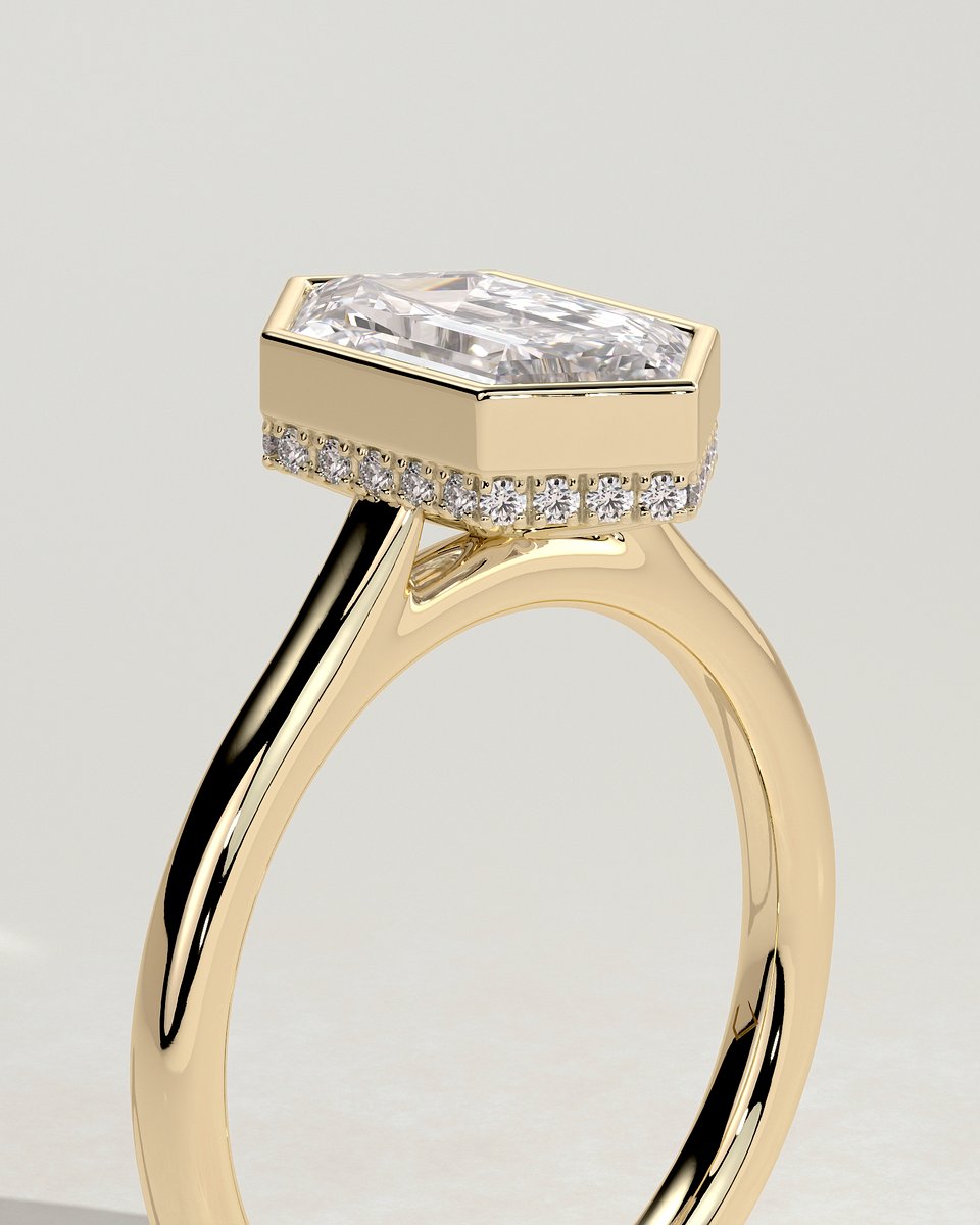MET 0340 Elongated Hexagon Solitaire Engagement Ring