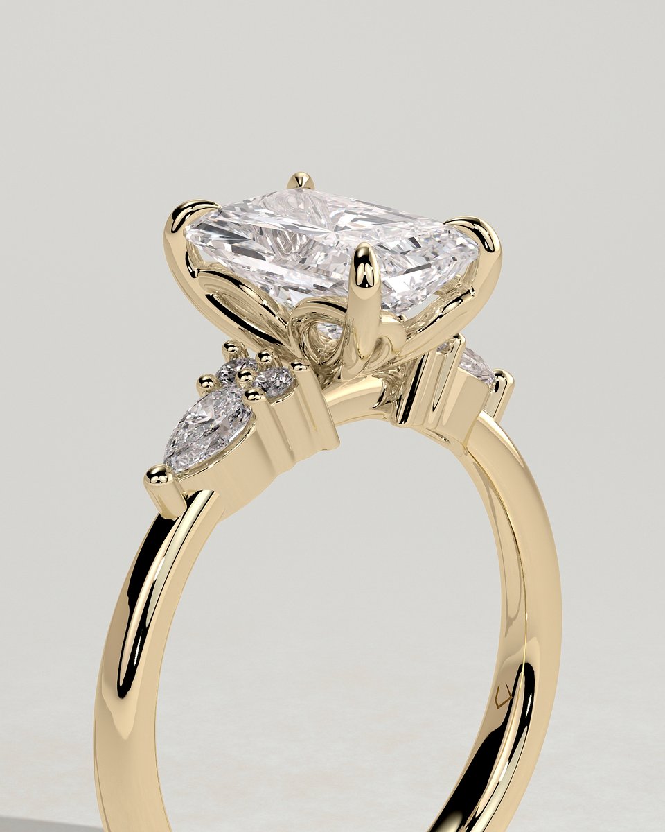 MET 0337 Radiant Three Stone Engagement Ring