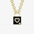 Ciondolo con lucchetto a cuore con diamanti Pont Des Arts Noir | GBS020 | b3566f02aadc