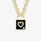 Ciondolo con lucchetto a cuore con diamanti Pont Des Arts Noir | GBS020 | b3566f02aadc