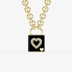 Pont Des Arts Noir Diamond Heart Lock Pendant | GBS020 | image | b3566f02aadc