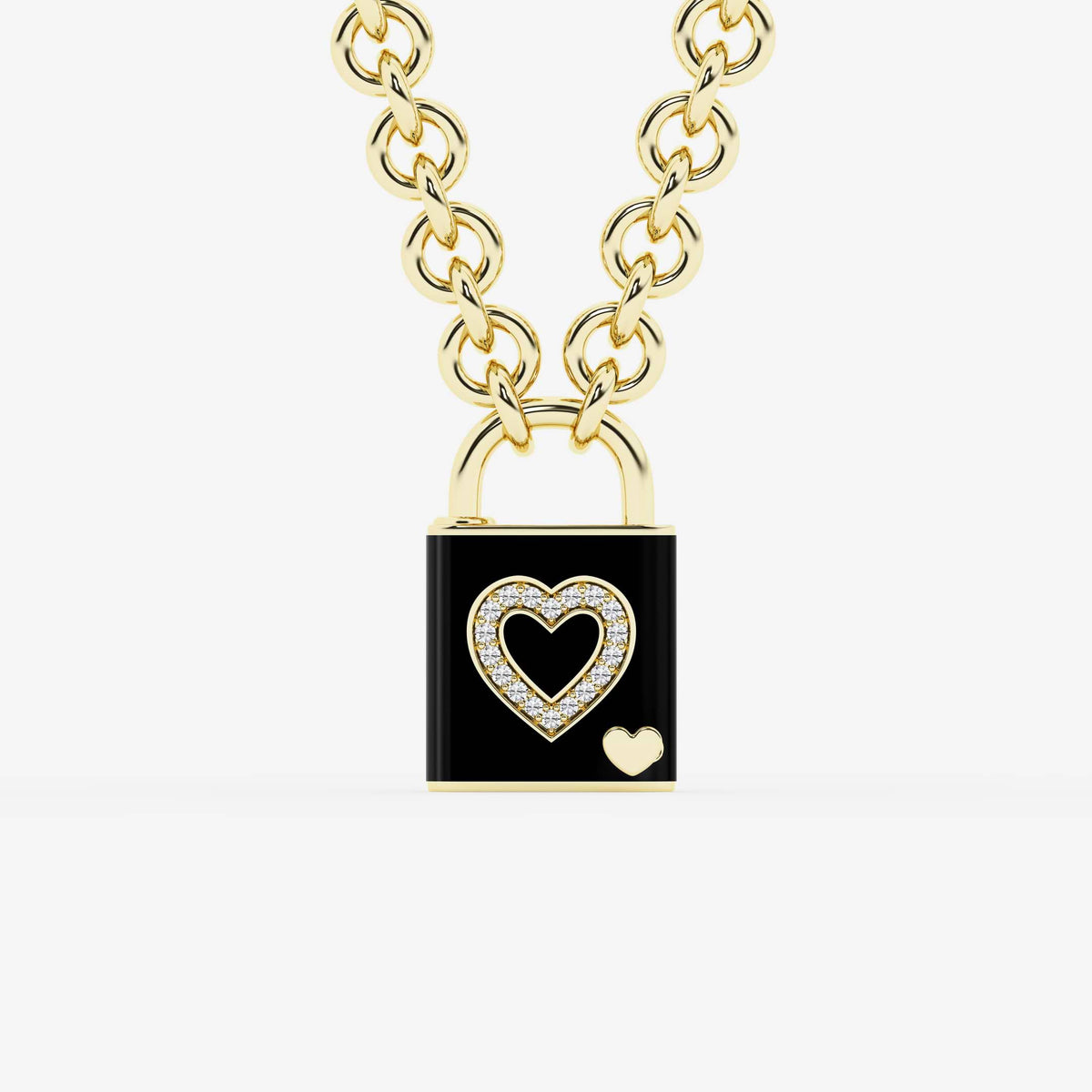 Ciondolo con lucchetto a cuore con diamanti Pont Des Arts Noir | GBS020 | b3566f02aadc