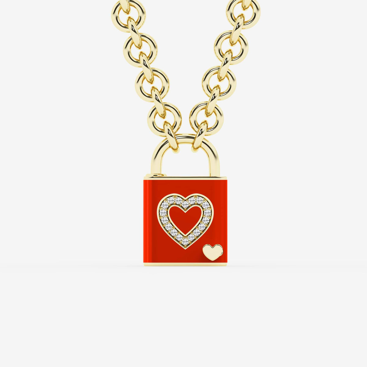 Ciondolo con lucchetto a cuore e diamante Pont Des Arts Rouge | GBS027 | c2333f4f4c5b