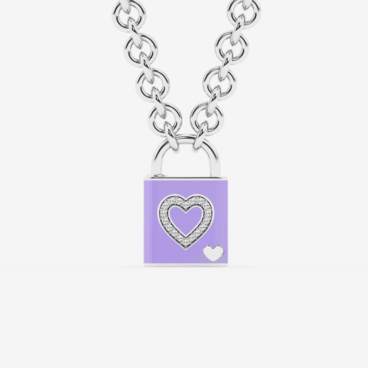 Pont Des Arts Lavendel Diamant Hjärtlåshänge | GBS045 | 1f1136de927b