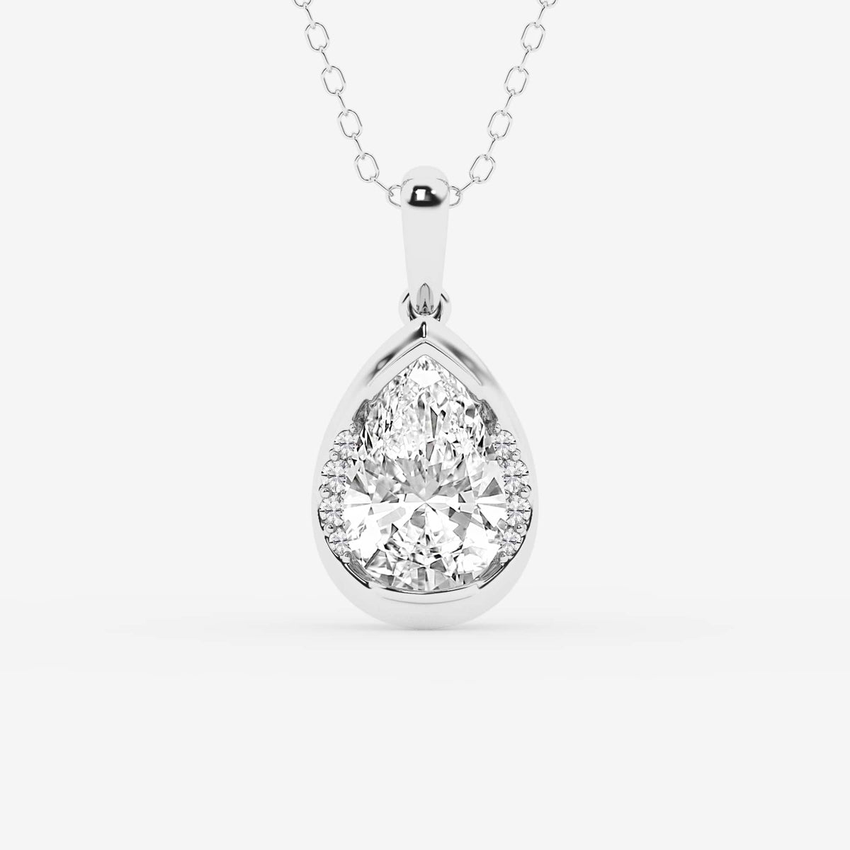 Wisior z diamentem i półramką z uprawy Pear Lab | GBP021 | f9d80f13ffb0