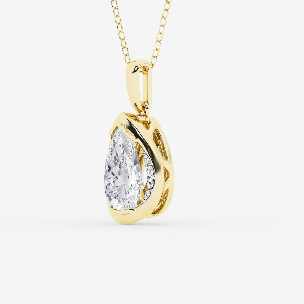 Wisior z diamentem i półramką z uprawy Pear Lab | GBP021 | 5246d7a6ef0d