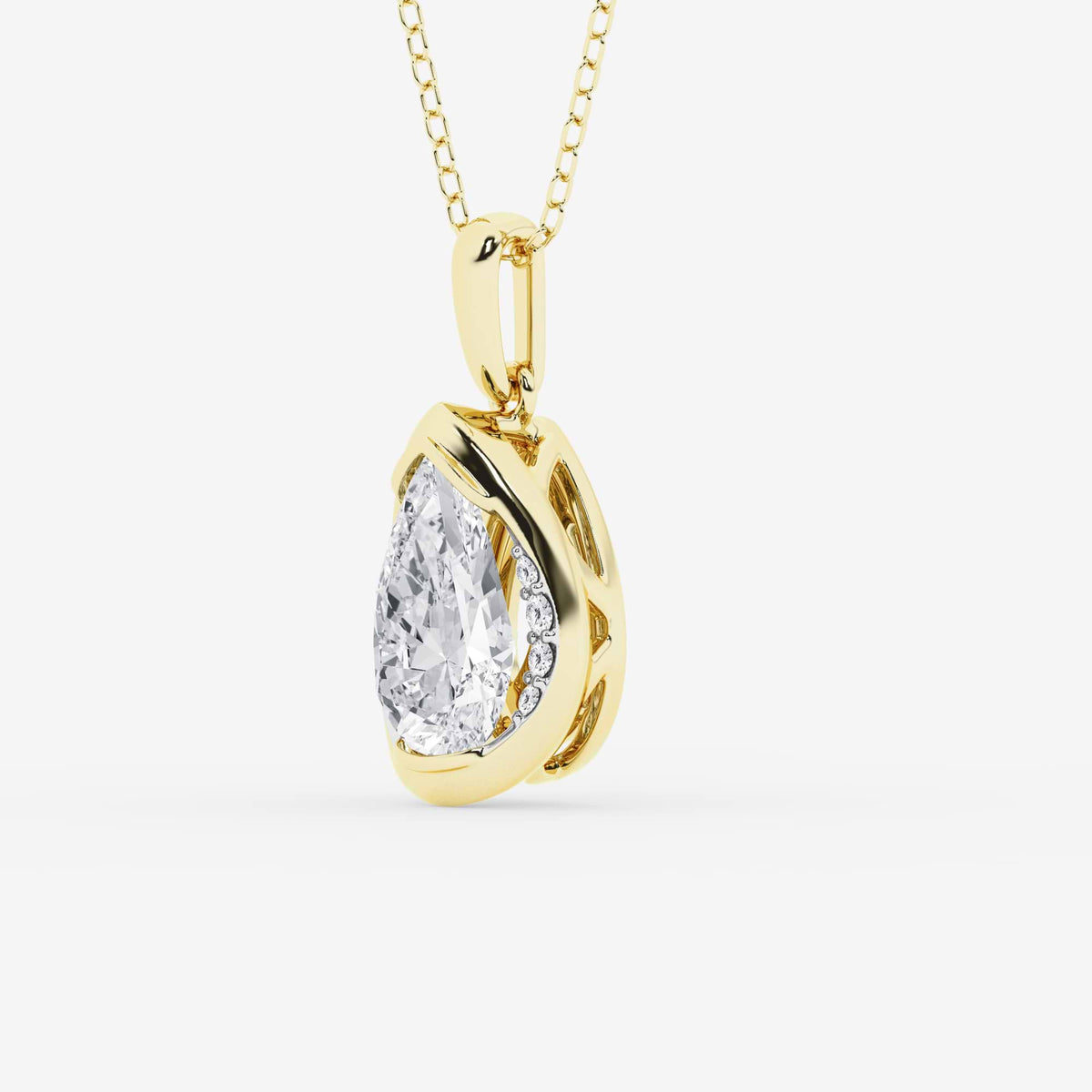 Wisior z diamentem i półramką z uprawy Pear Lab | GBP021 | 5246d7a6ef0d