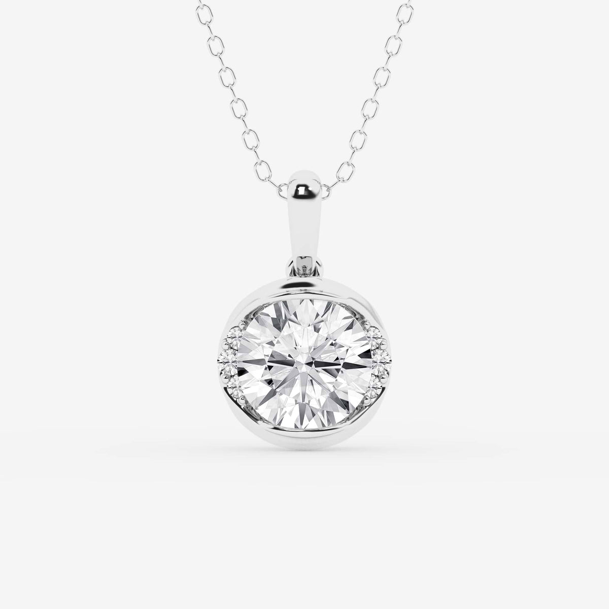Wisior z diamentem i półramką z uprawy Pear Lab | GBP021 | b71bd85669c1