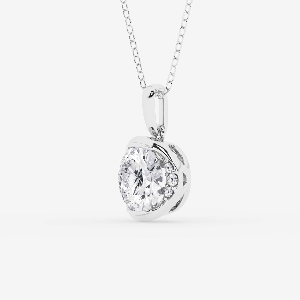 Wisior z diamentem i półramką z uprawy Pear Lab | GBP021 | 9591822cb665