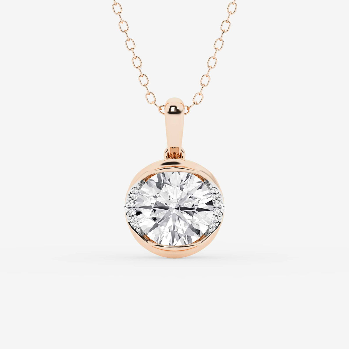 Wisior z diamentem i półramką z uprawy Pear Lab | GBP021 | 497470a0c41c