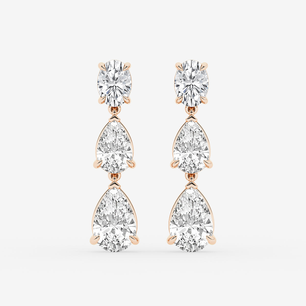 GBK004 | Pear and oval diamond drop earrings