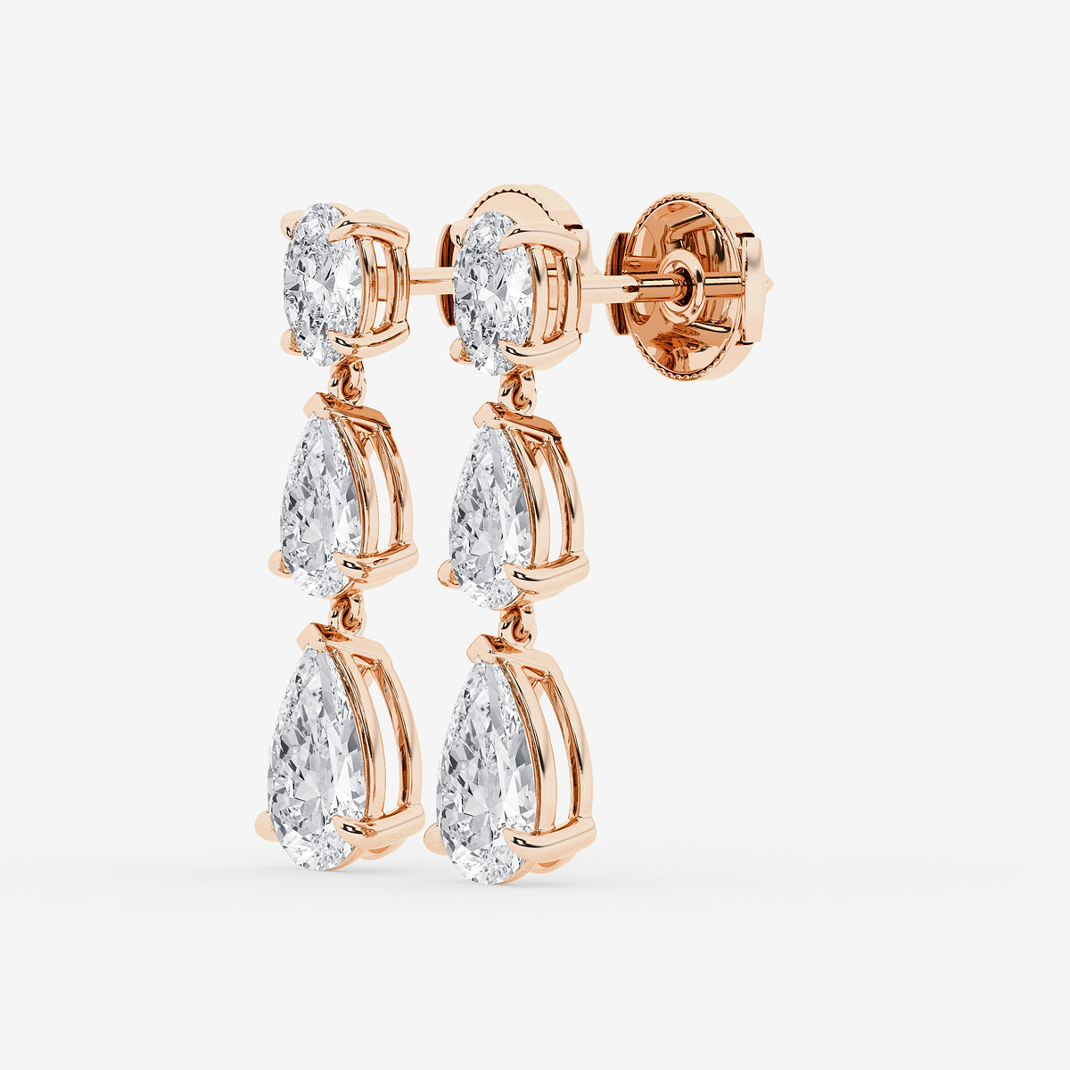 GBK004 | Pear and oval diamond drop earrings