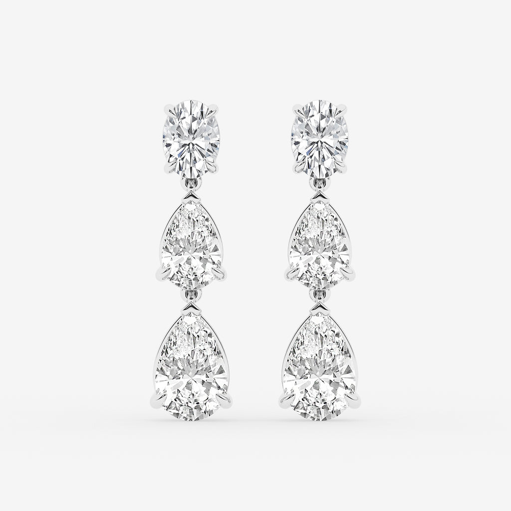 GBK004 | Pear and oval diamond drop earrings