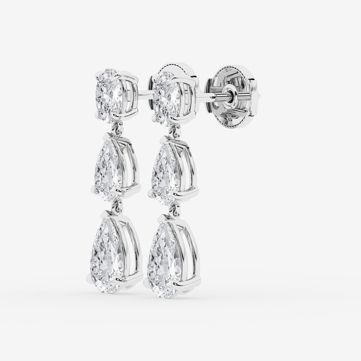 GBK004 | Pear and oval diamond drop earrings