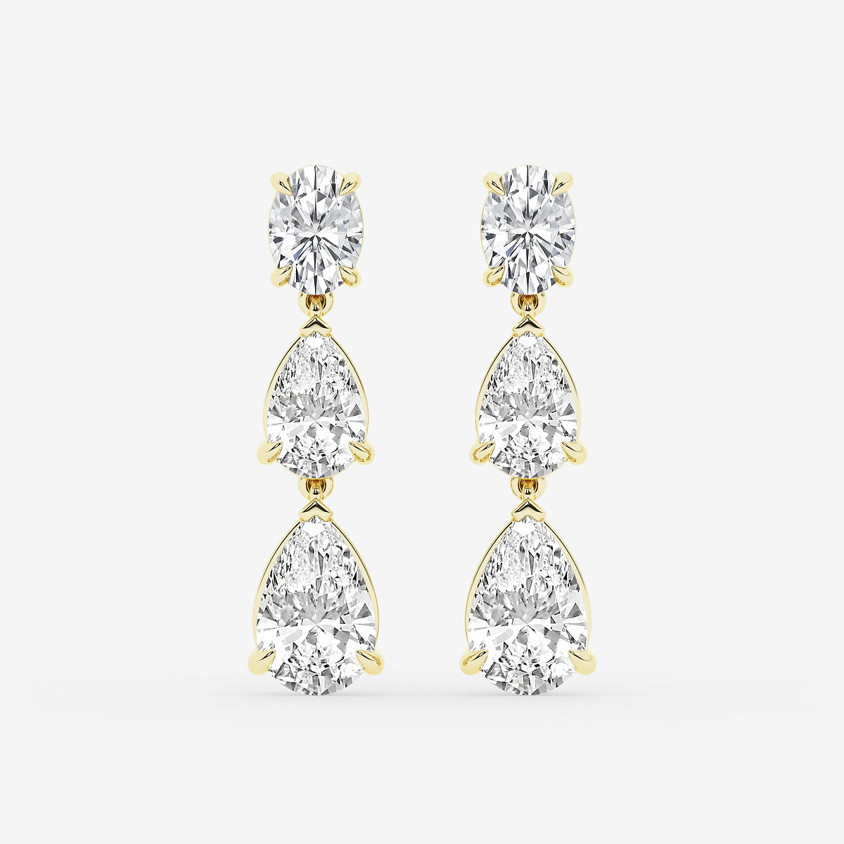 GBK004 | Pear and oval diamond drop earrings
