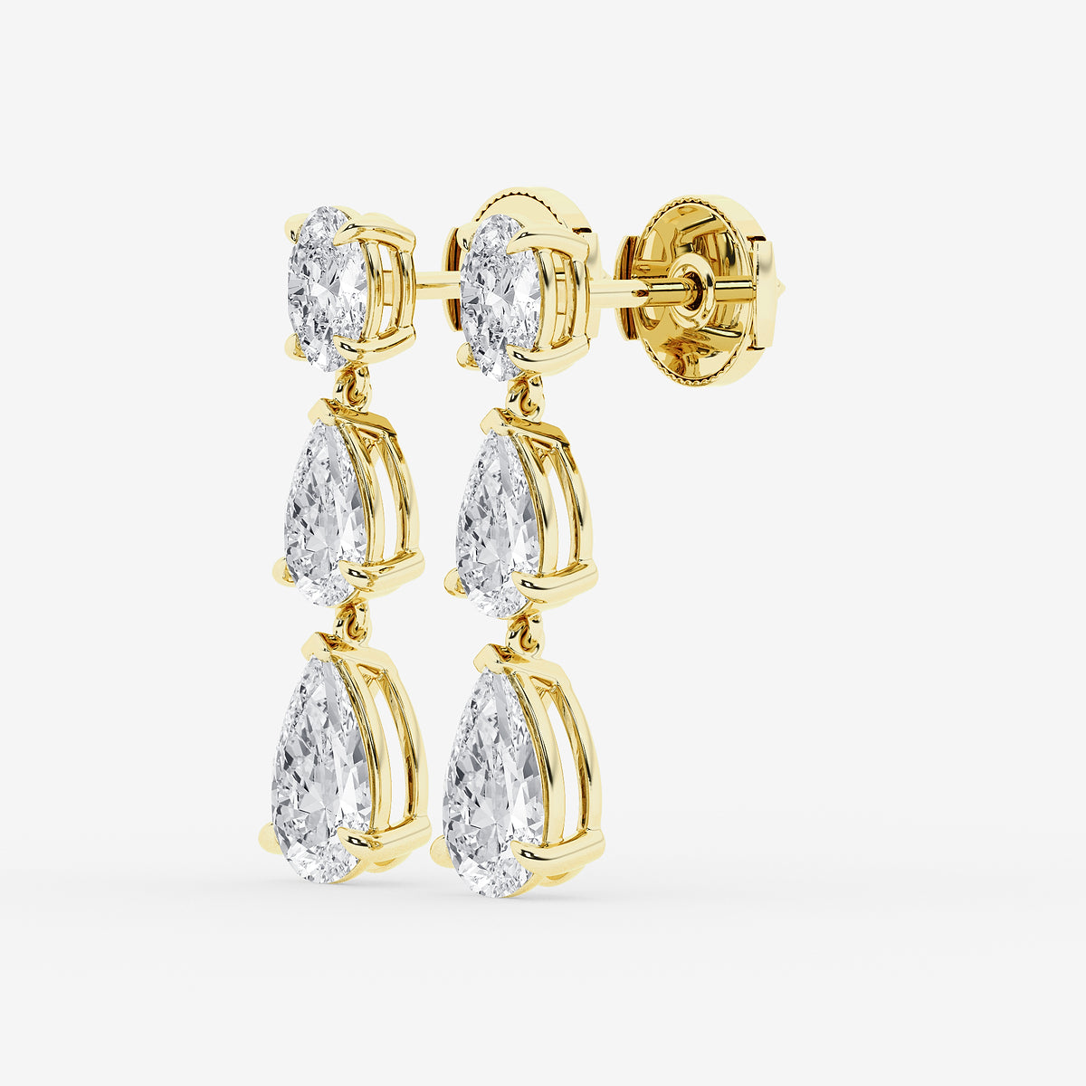 GBK004 | Pear and oval diamond drop earrings