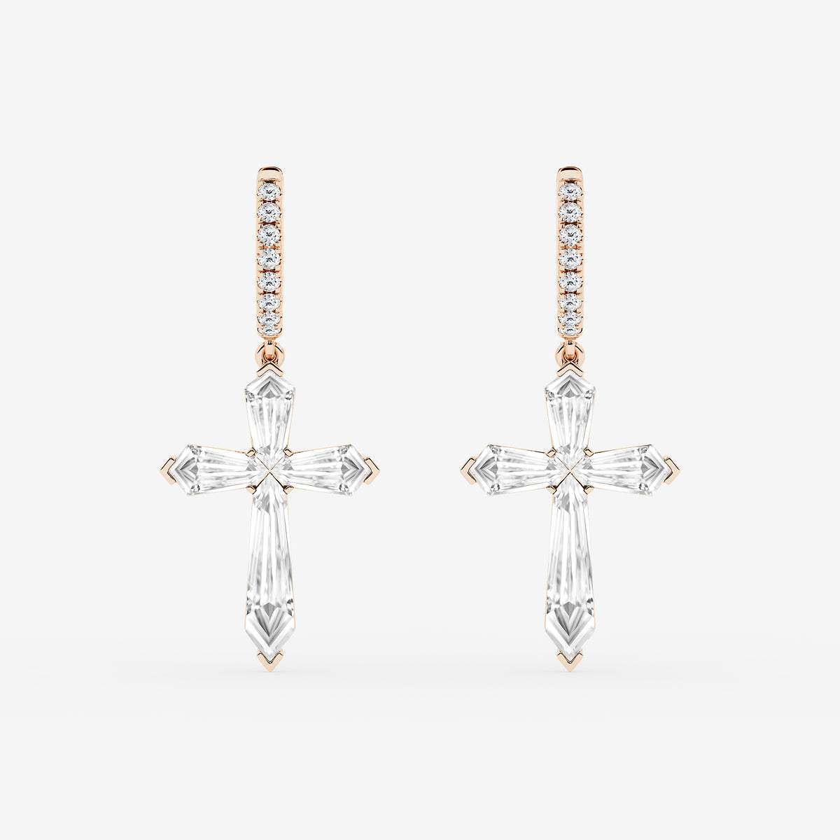 Shield diamond cross earrings