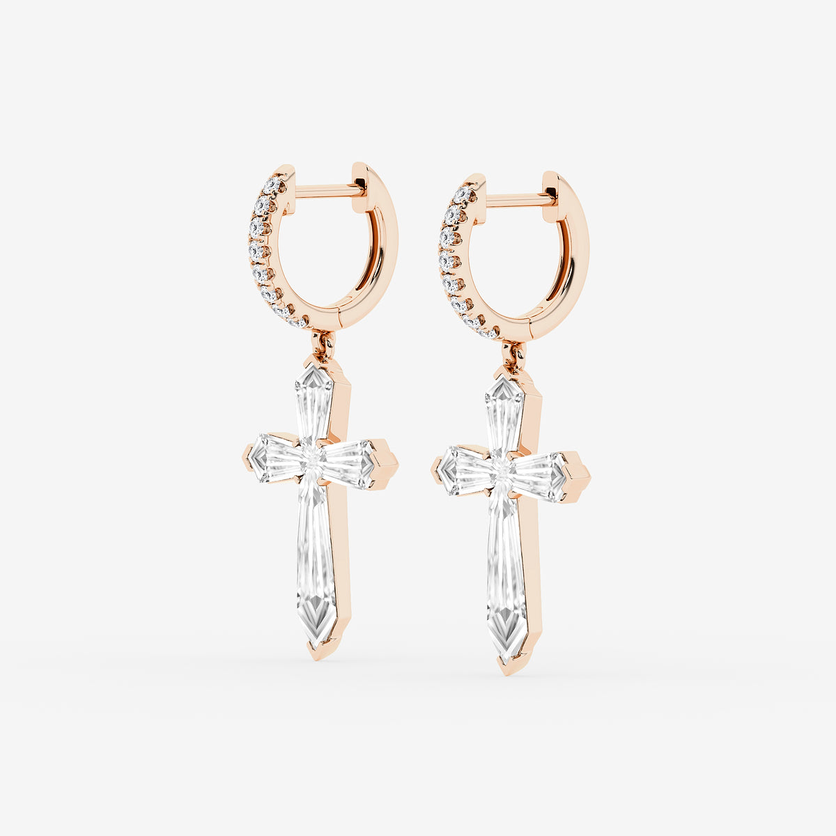 Shield diamond cross earrings
