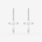 Shield diamond cross earrings