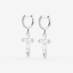 Shield diamond cross earrings