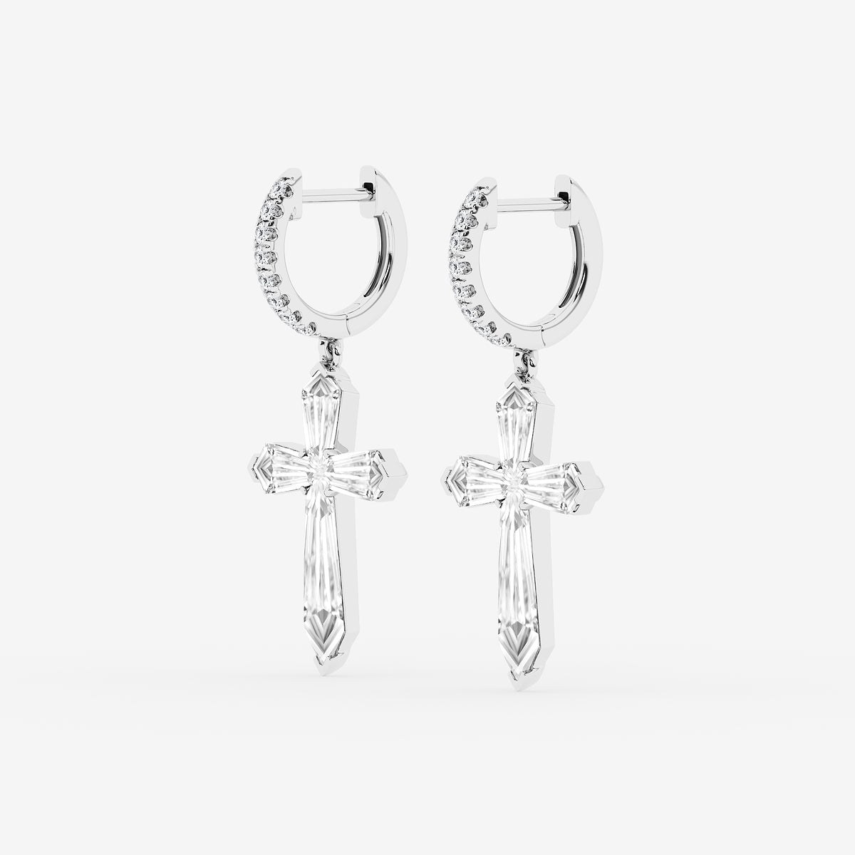 Shield diamond cross earrings