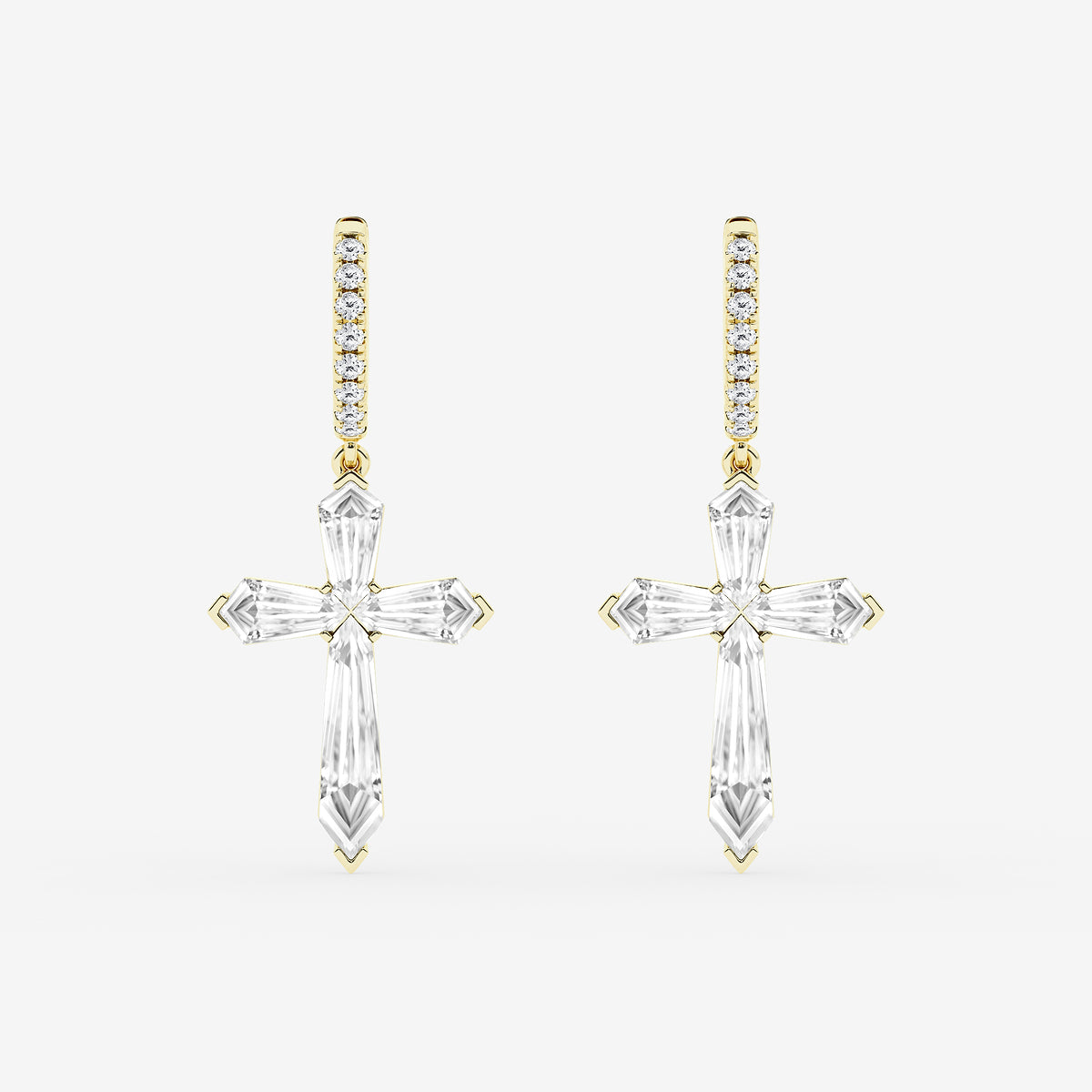 Shield diamond cross earrings