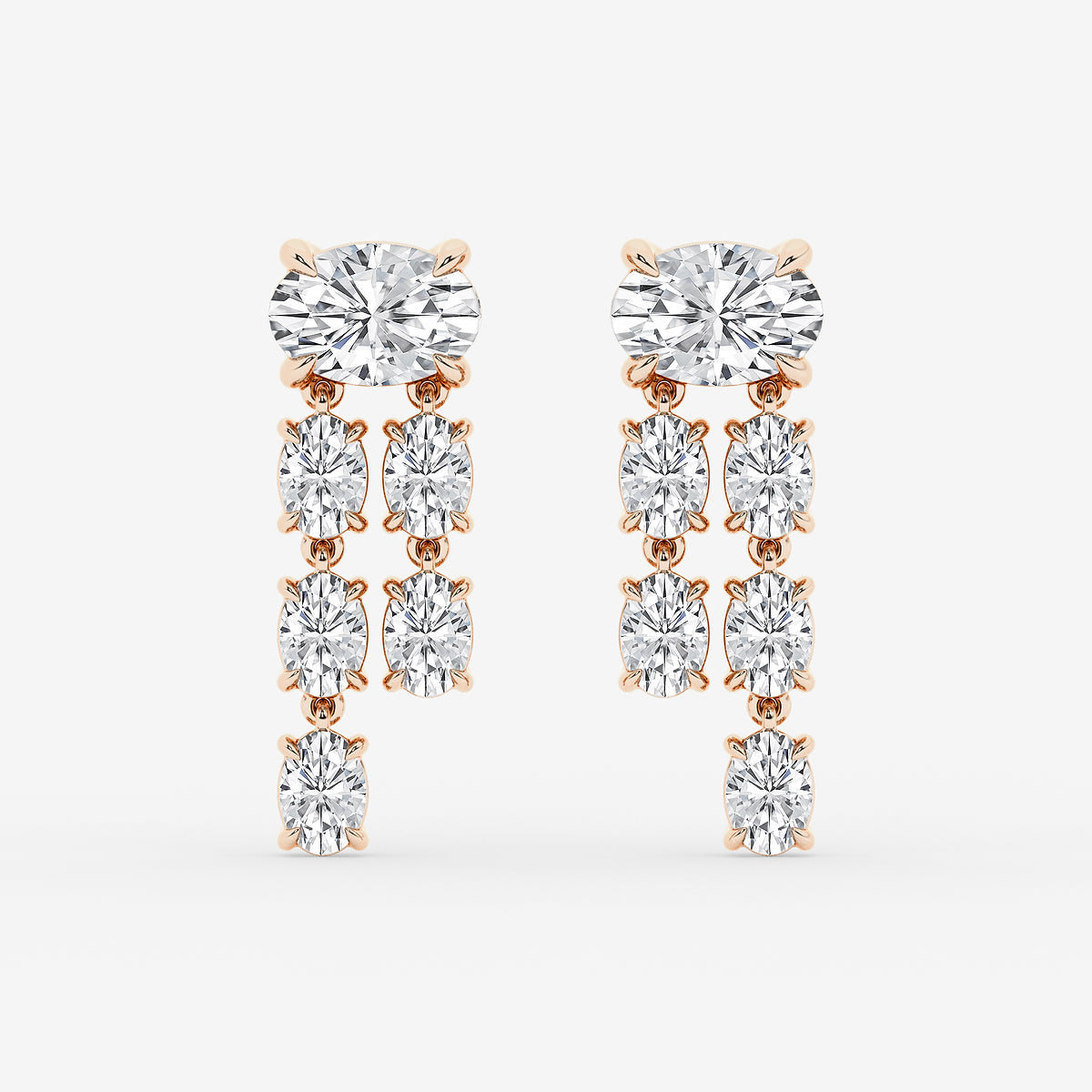 Oval diamond drop earrings