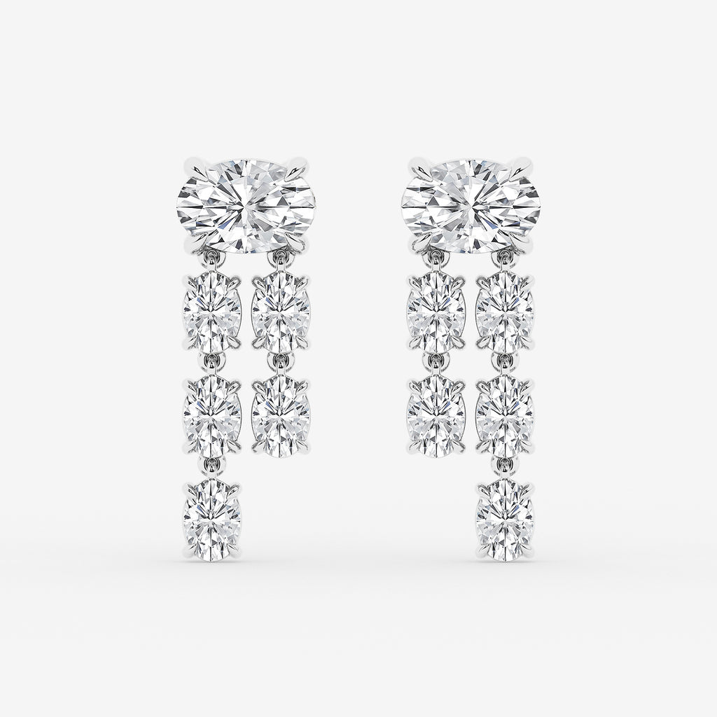 Oval diamond drop earrings