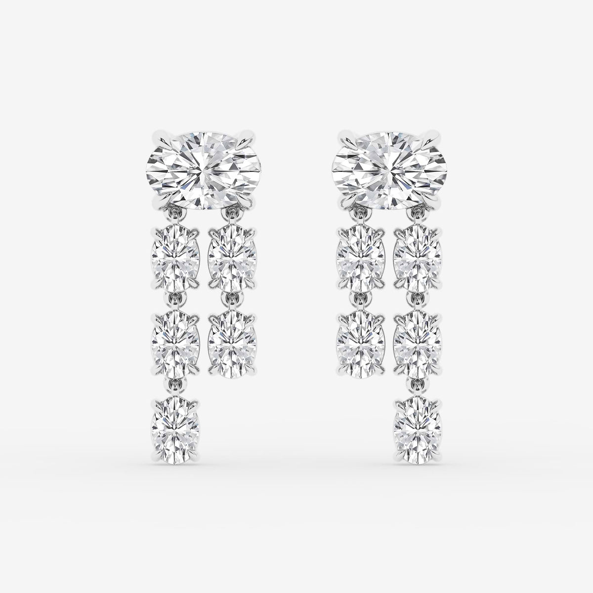 Oval diamond drop earrings
