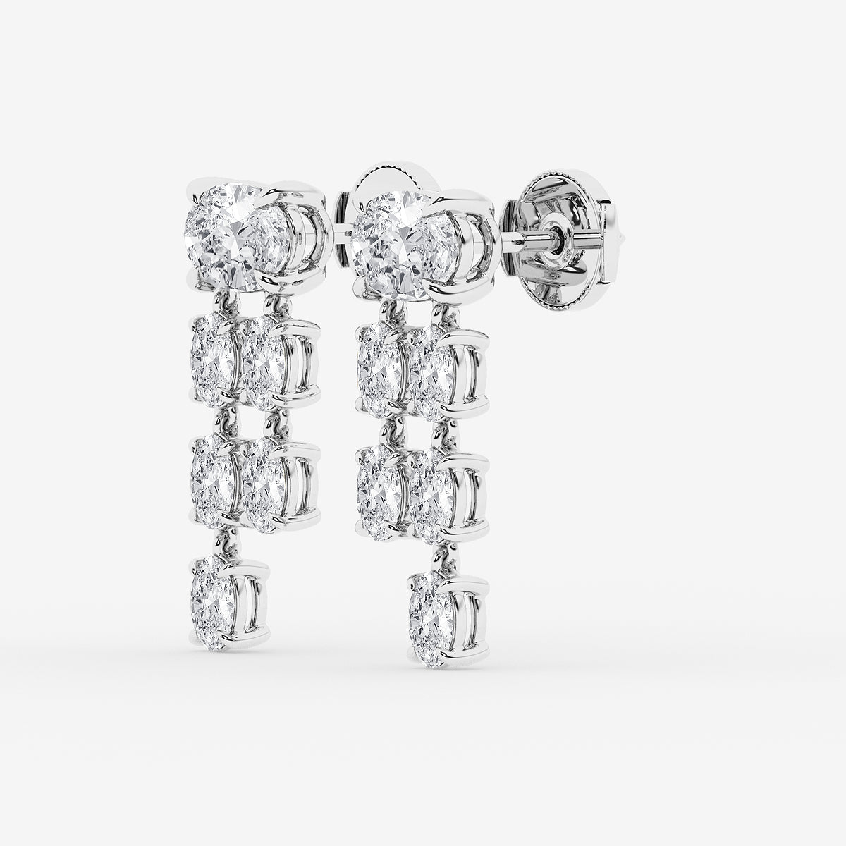 Oval diamond drop earrings