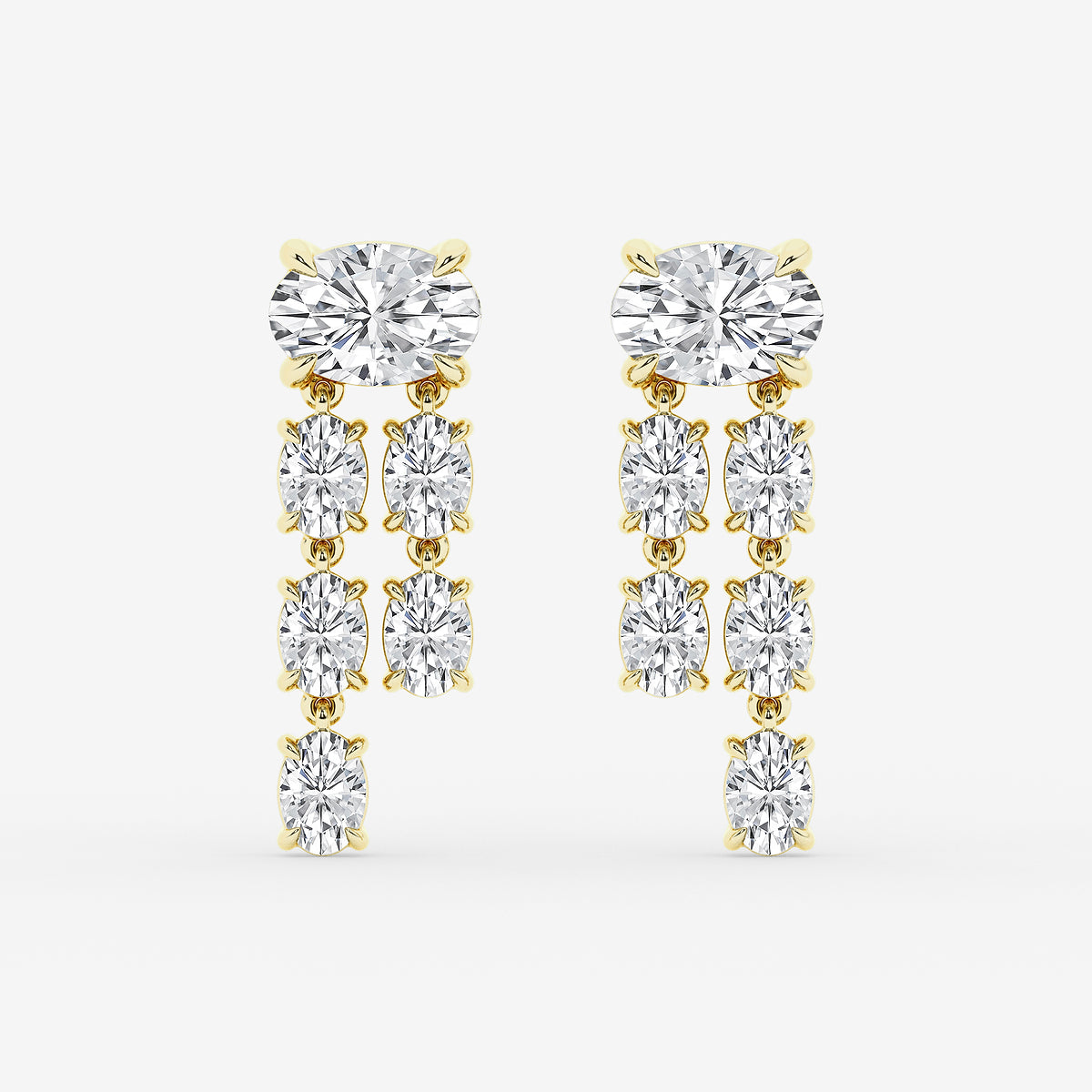 Oval diamond drop earrings