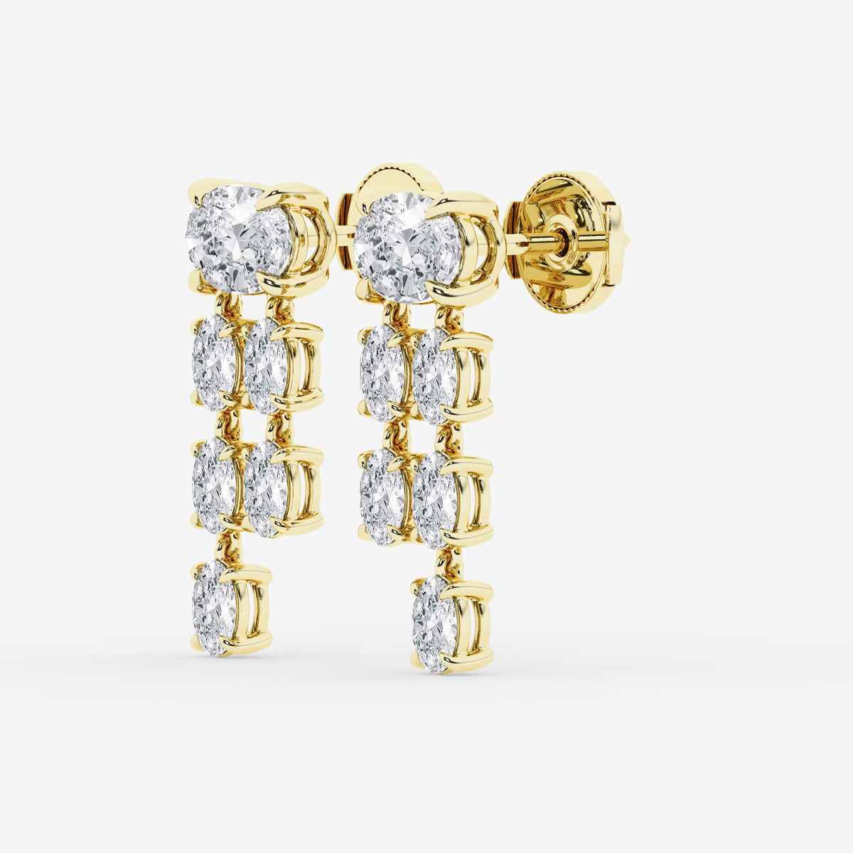 Oval diamond drop earrings