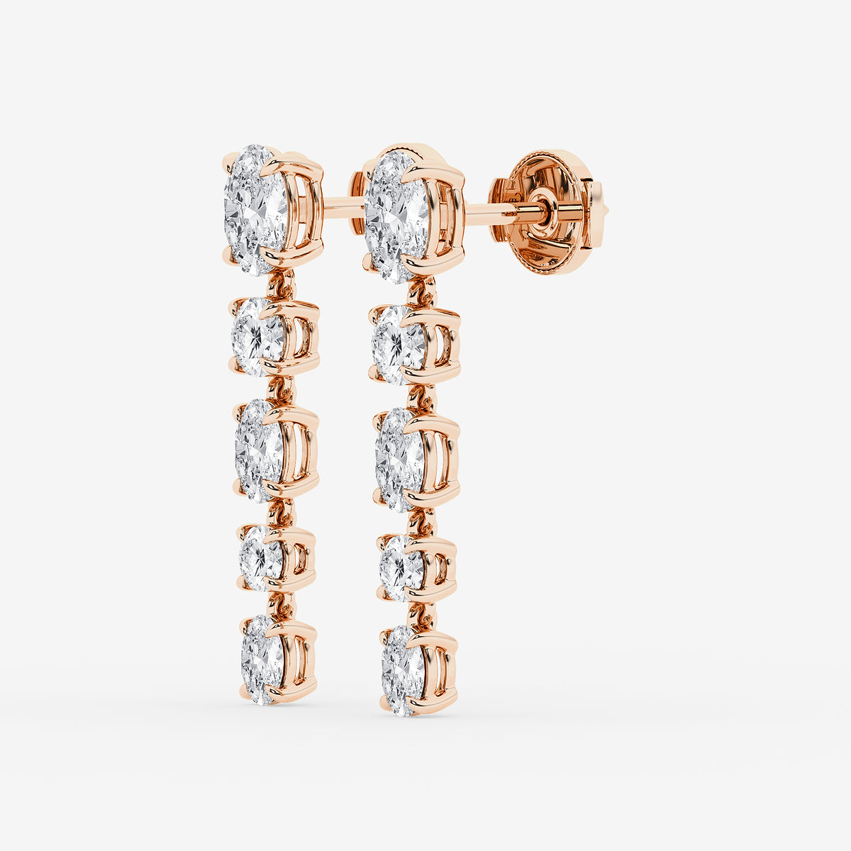 Oval and round diamond drop earrings
