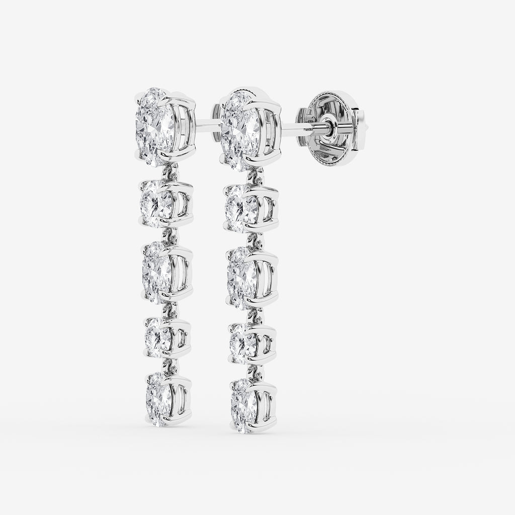 Oval and round diamond drop earrings