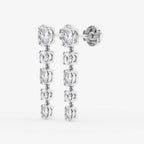 Oval and round diamond drop earrings
