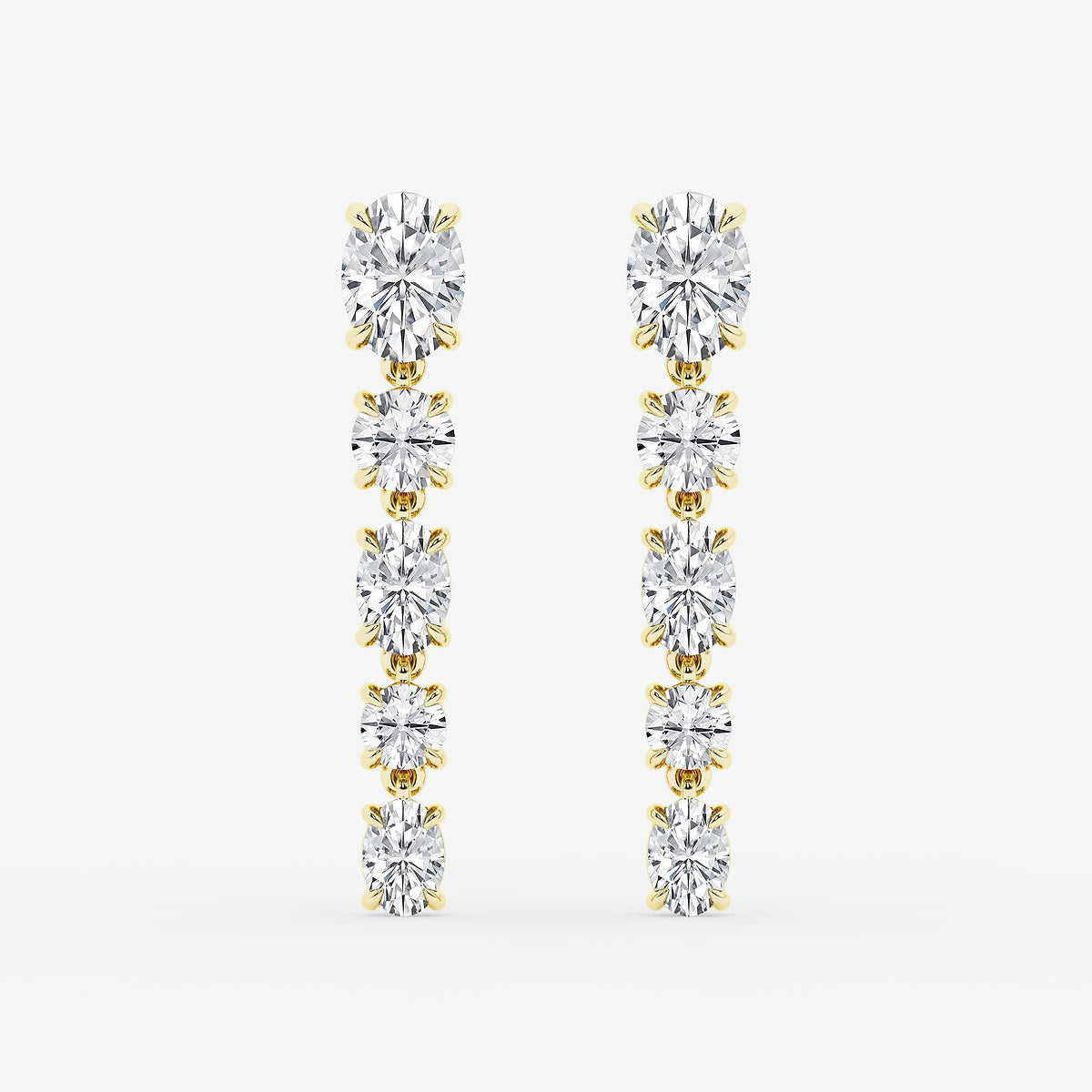 Oval and round diamond drop earrings