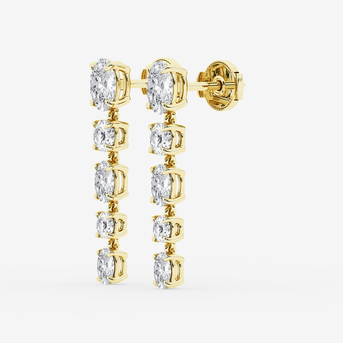 Oval and round diamond drop earrings