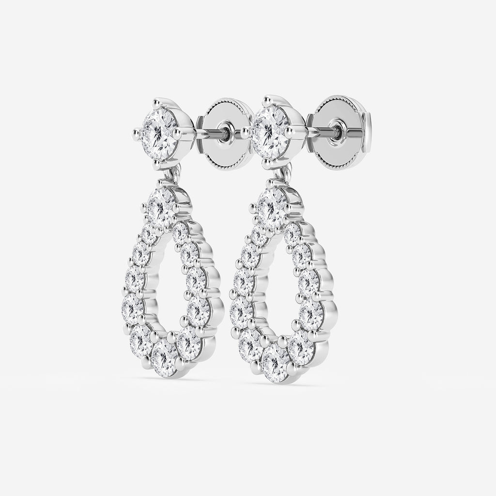 Graduated round diamond drop earrings
