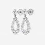 Graduated round diamond drop earrings