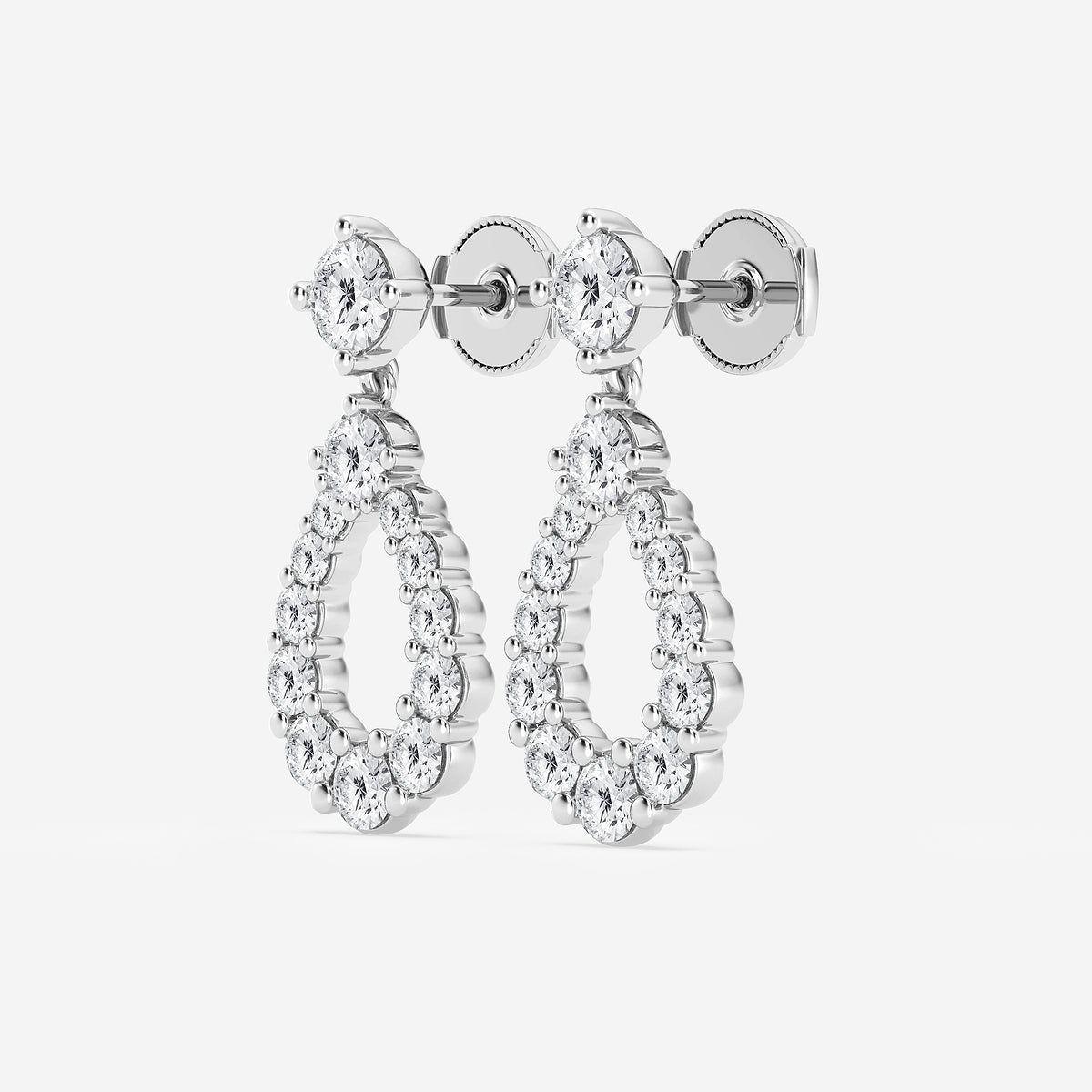Graduated round diamond drop earrings
