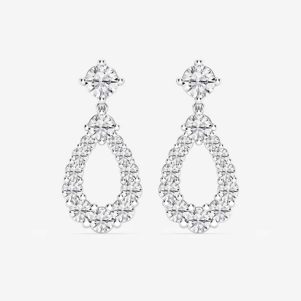 Graduated round diamond drop earrings
