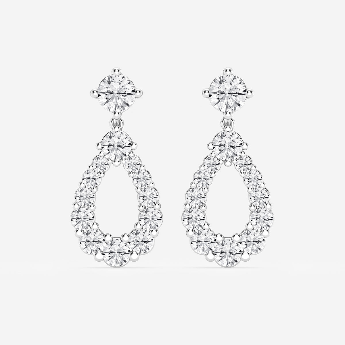 Graduated round diamond drop earrings