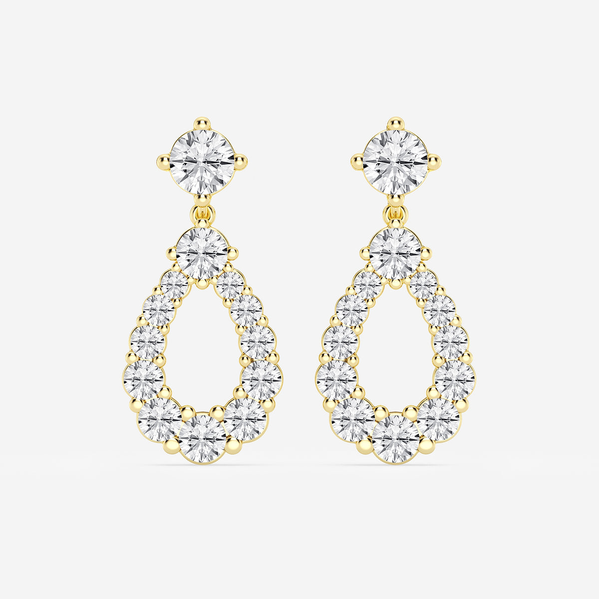 Graduated round diamond drop earrings
